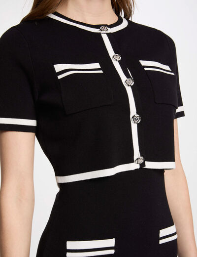 Vestido punto corto ajustado negro mujer