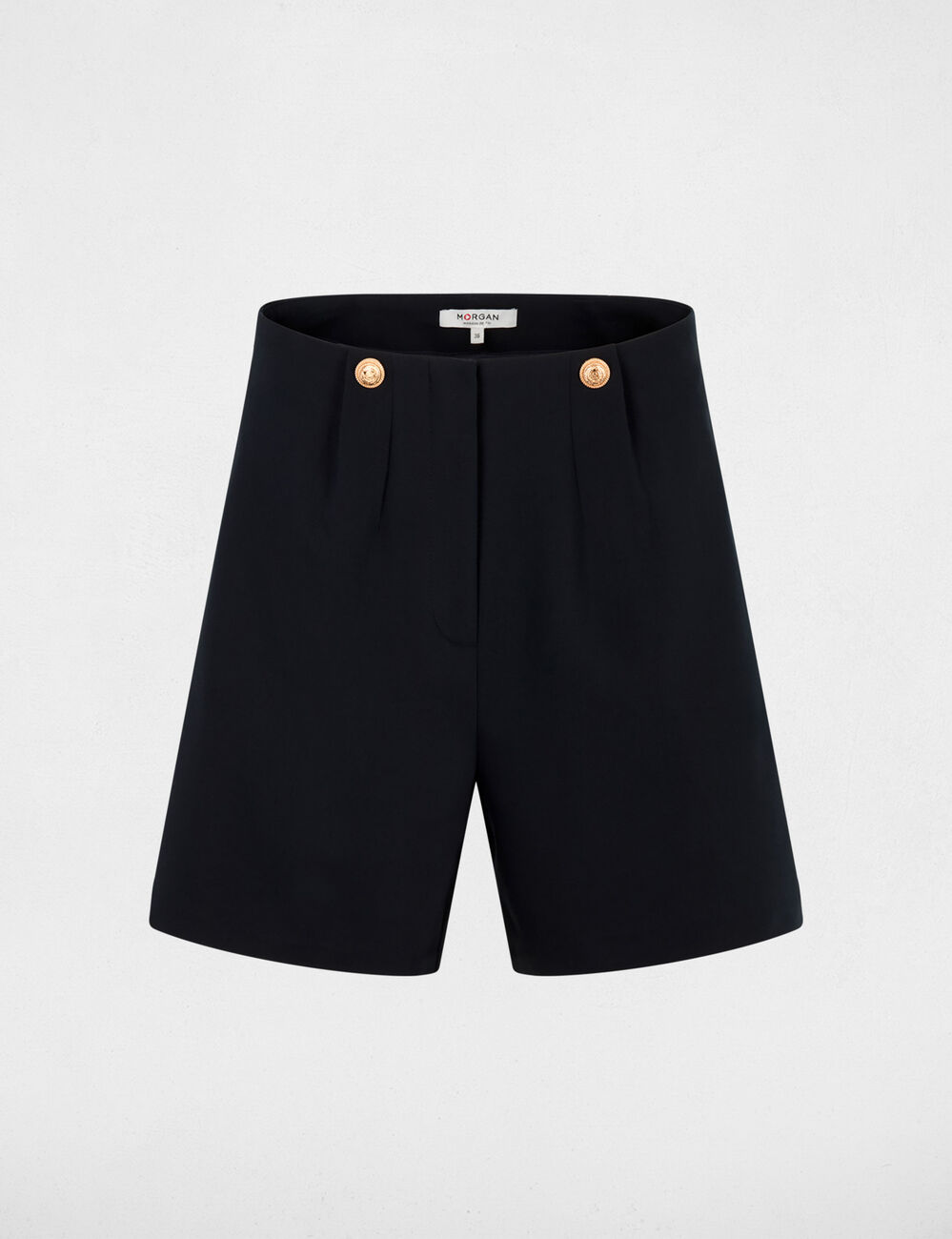 Pantal&oacute;n corto ancho de tiro alto azul marino mujer