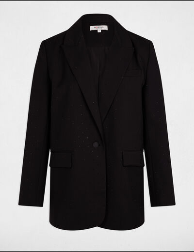 Americana larga lentejuelas negro mujer