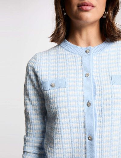 C&aacute;rdigan ajustado jacquard azul cielo mujer