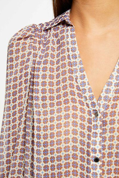 Camisa manga larga estampada multico mujer
