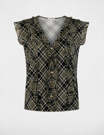 Camisa sin mangas de cuadros multicolor mujer