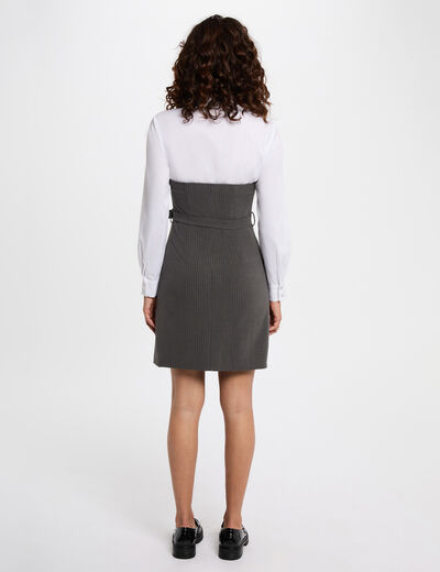 Vestido fluido con cuello de solapa gris moyen mujer