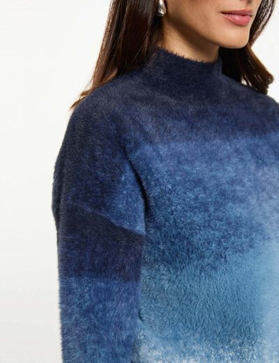 Jersey con cuello alto azul mujer
