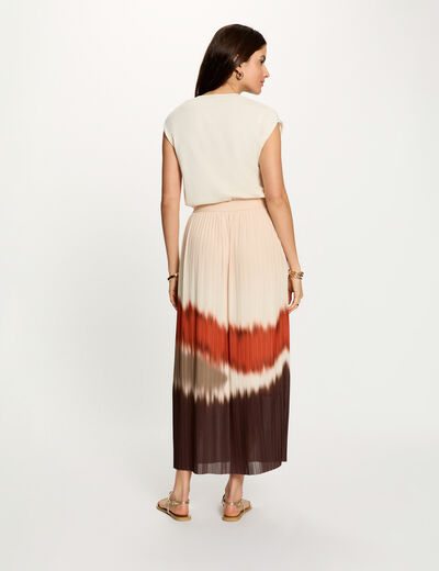 Falda larga plisada multicolor mujer