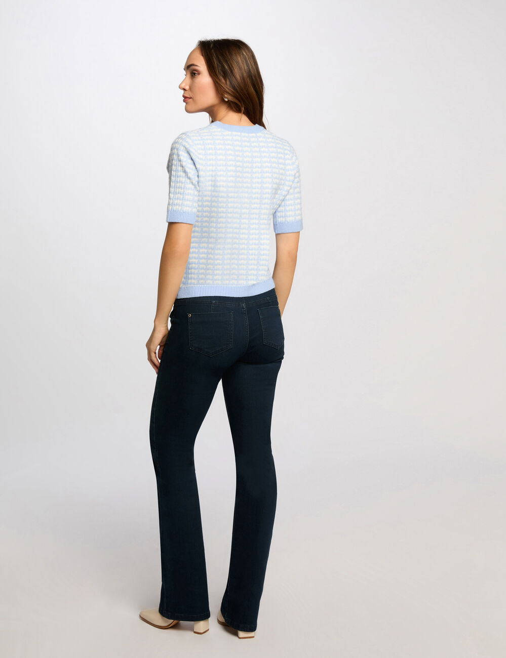 C&aacute;rdigan manga corta estampado azul cielo mujer
