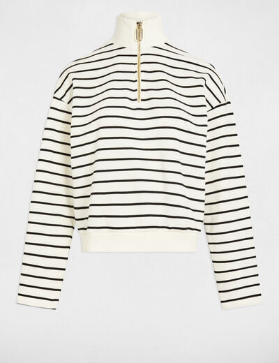 Sudadera manga larga rayas blanco mujer