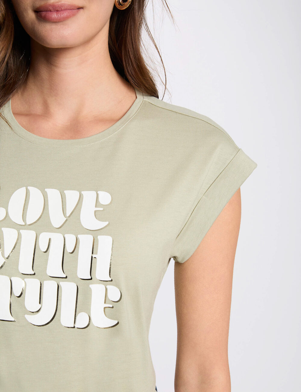 Camiseta con mensaje verde claro mujer