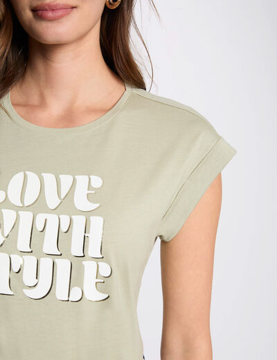 Camiseta con mensaje verde claro mujer