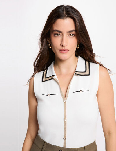 Jersey sin mangas ajustado blanco mujer