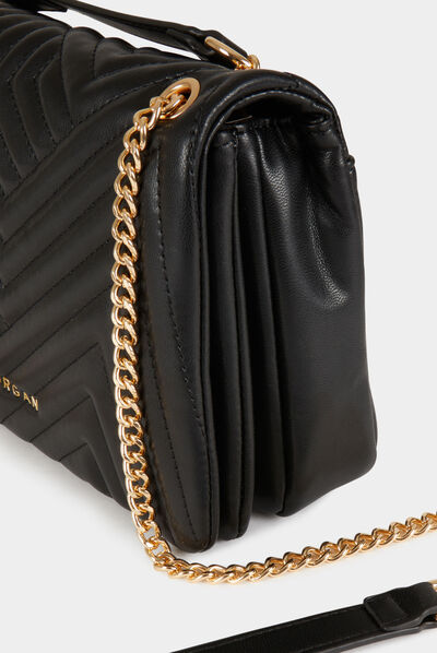 Bolso cartera de mano efecto acolchado negro mujer