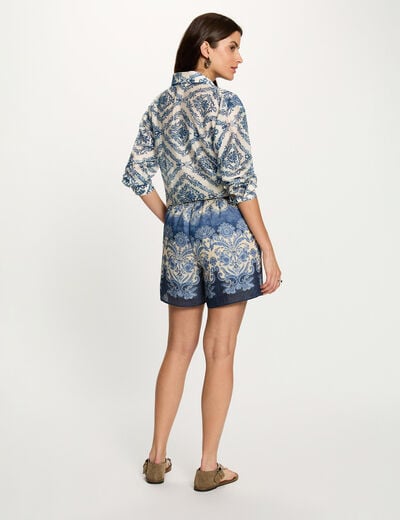 Camisa estampada con cuello vuelto multicolor mujer