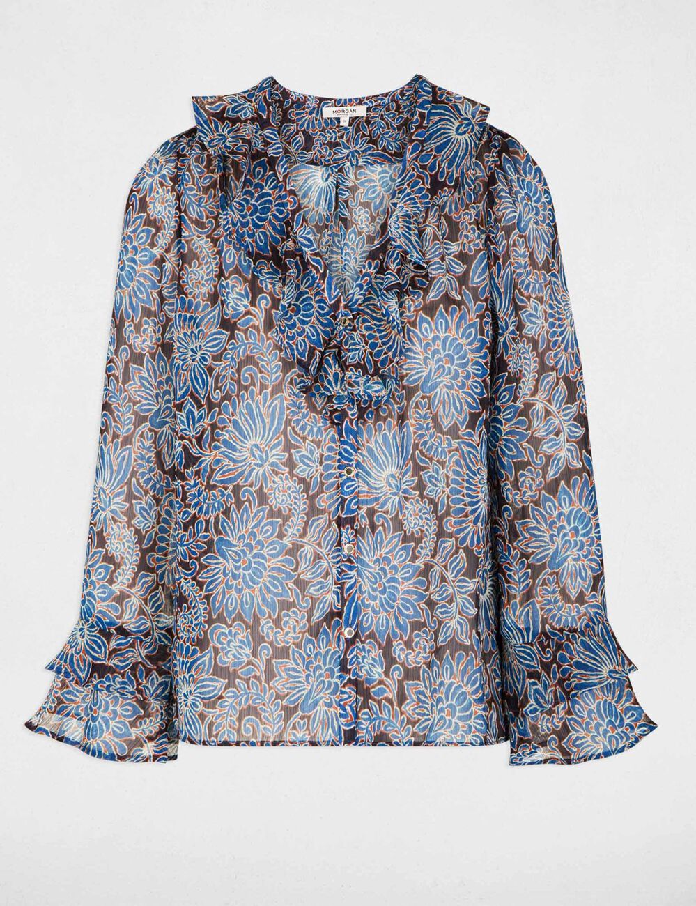Camisa de gasa ajustada multicolor mujer