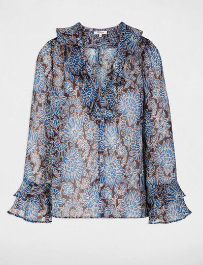 Camisa de gasa ajustada multicolor mujer
