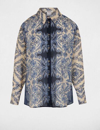 Camisa estampada con cuello vuelto multicolor mujer