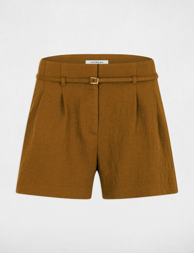 Pantal&oacute;n corto de tiro alto c&aacute;mel mujer
