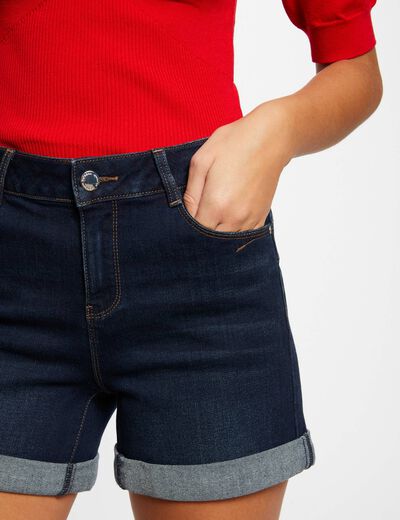 Short vaquero recto vaquero en bruto mujer
