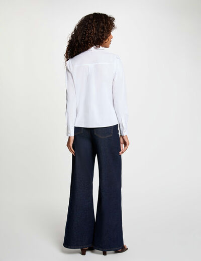 Camisa con cuello vuelto blanco mujer