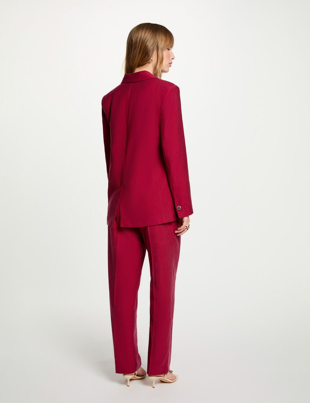 Chaqueta blazer burdeos mujer