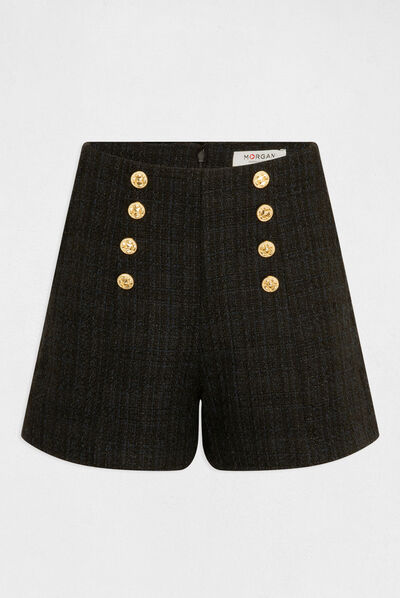 Short recto talle alto con botones marino mujer