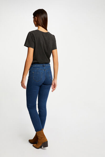 Camiseta de manga corta gris mujer