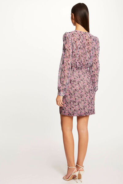 Vestido cruzado con estampado floral multicolor mujer