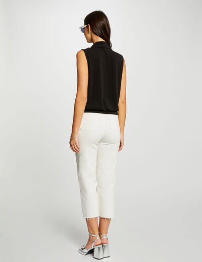 Blusa anudada sin mangas negro mujer
