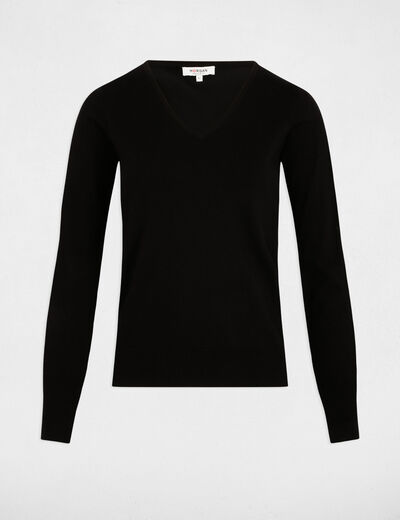 Jersey escote en V negro mujer