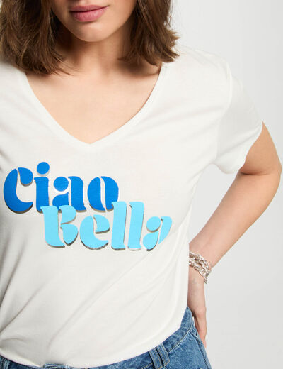 Camiseta con mensaje blanco mujer