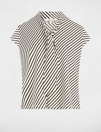 Camiseta manga corta rayas blanco mujer
