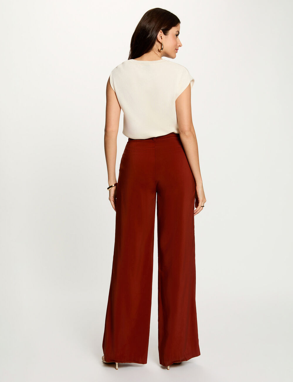 Pantal&oacute;n ancho fluido marr&oacute;n co&ntilde;ac mujer