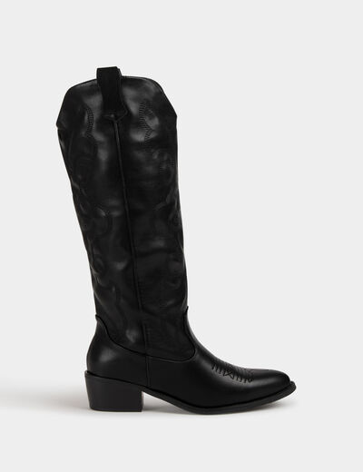 Botines estilo western tacones negro mujer