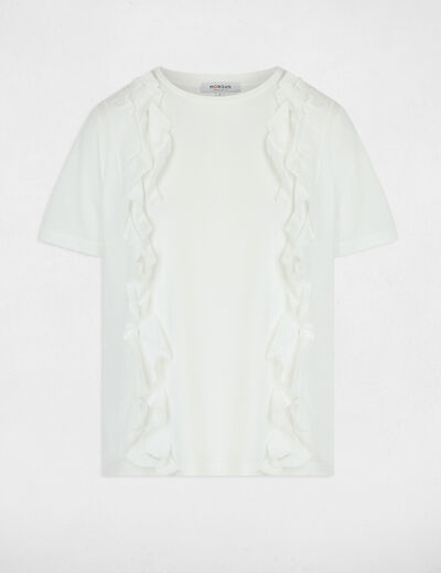 Camiseta con volantes blanco mujer