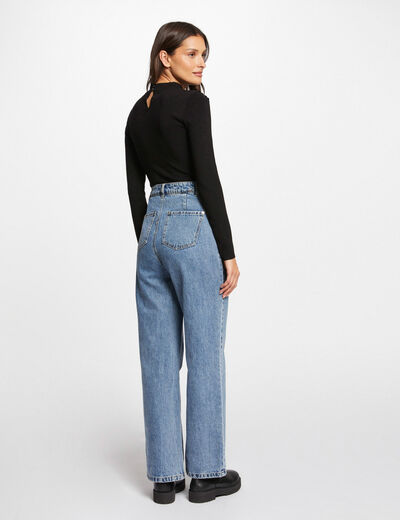 Jersey cuello alto encaje negro mujer