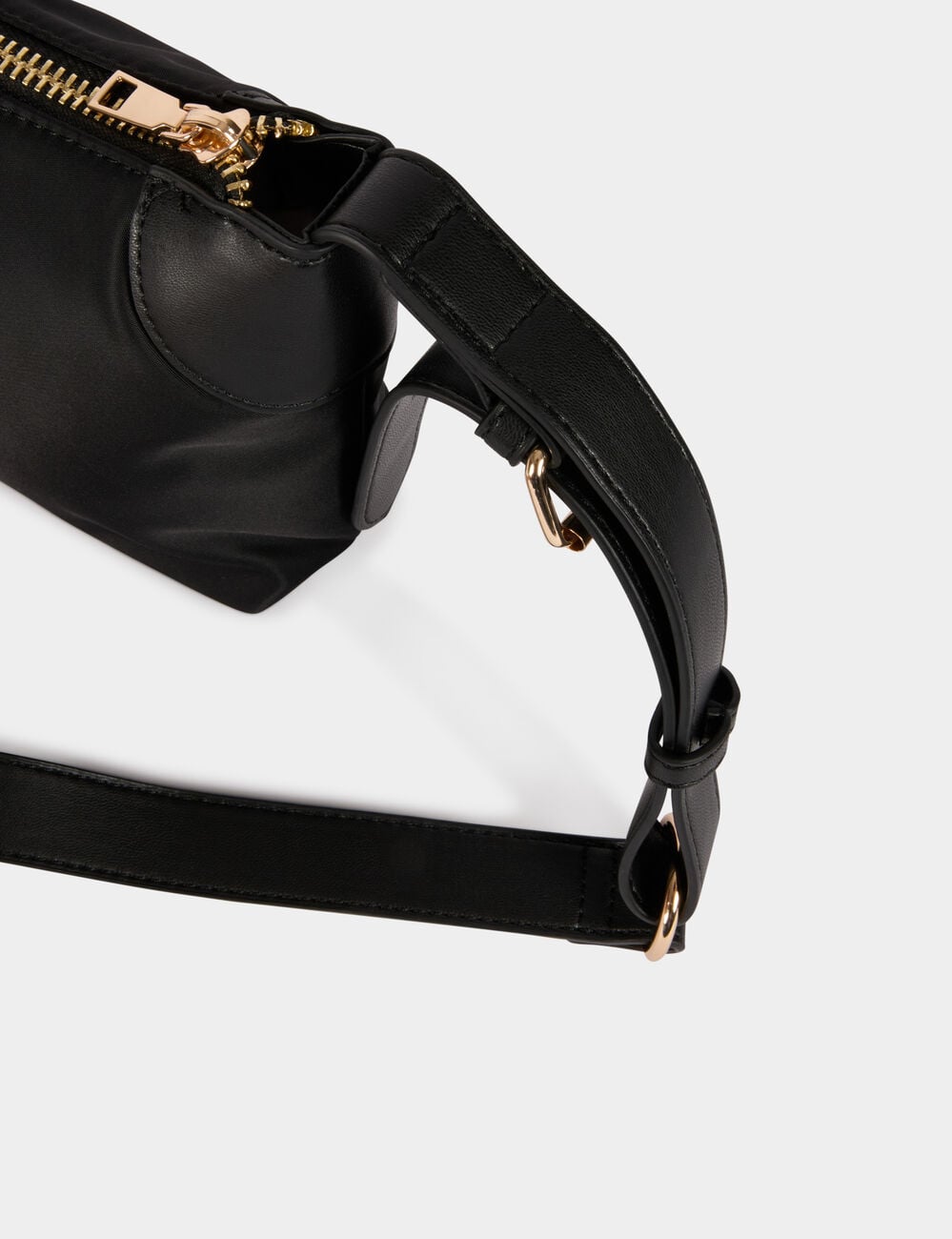 Bolso nylon polipiel negro mujer