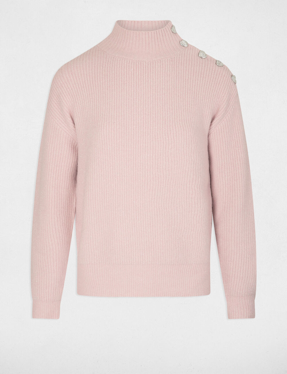 Jersey manga larga con botones rosa claro mujer