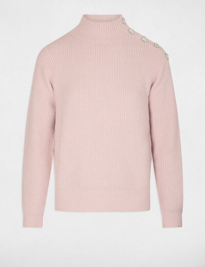 Jersey manga larga con botones rosa claro mujer