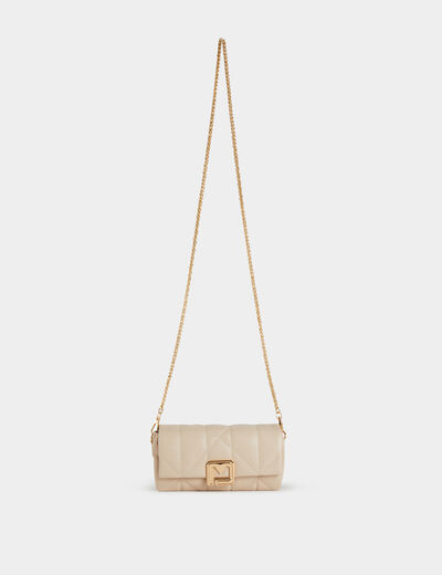 Bolso cartera de mano marfil mujer