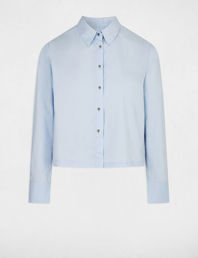 Camisa manga larga azul medio mujer