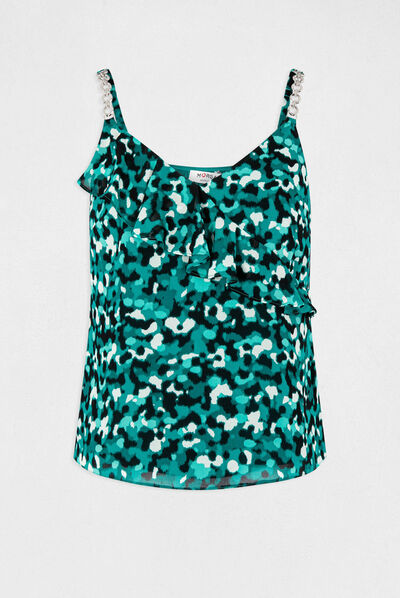 Top con tirantes finos estampado verde mujer