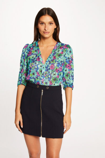 Camisa manga 3/4 estampado floral multico mujer