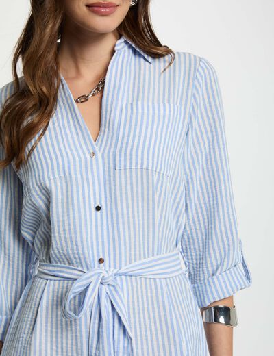 Vestido recto con rayas azul mujer