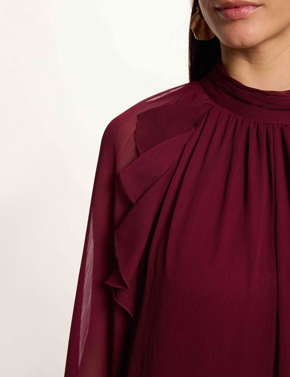 Vestido corto fluido ciruela mujer