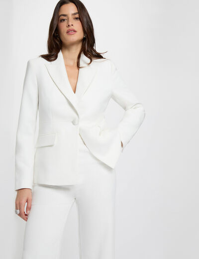 Chaqueta entallada de encaje blanco mujer