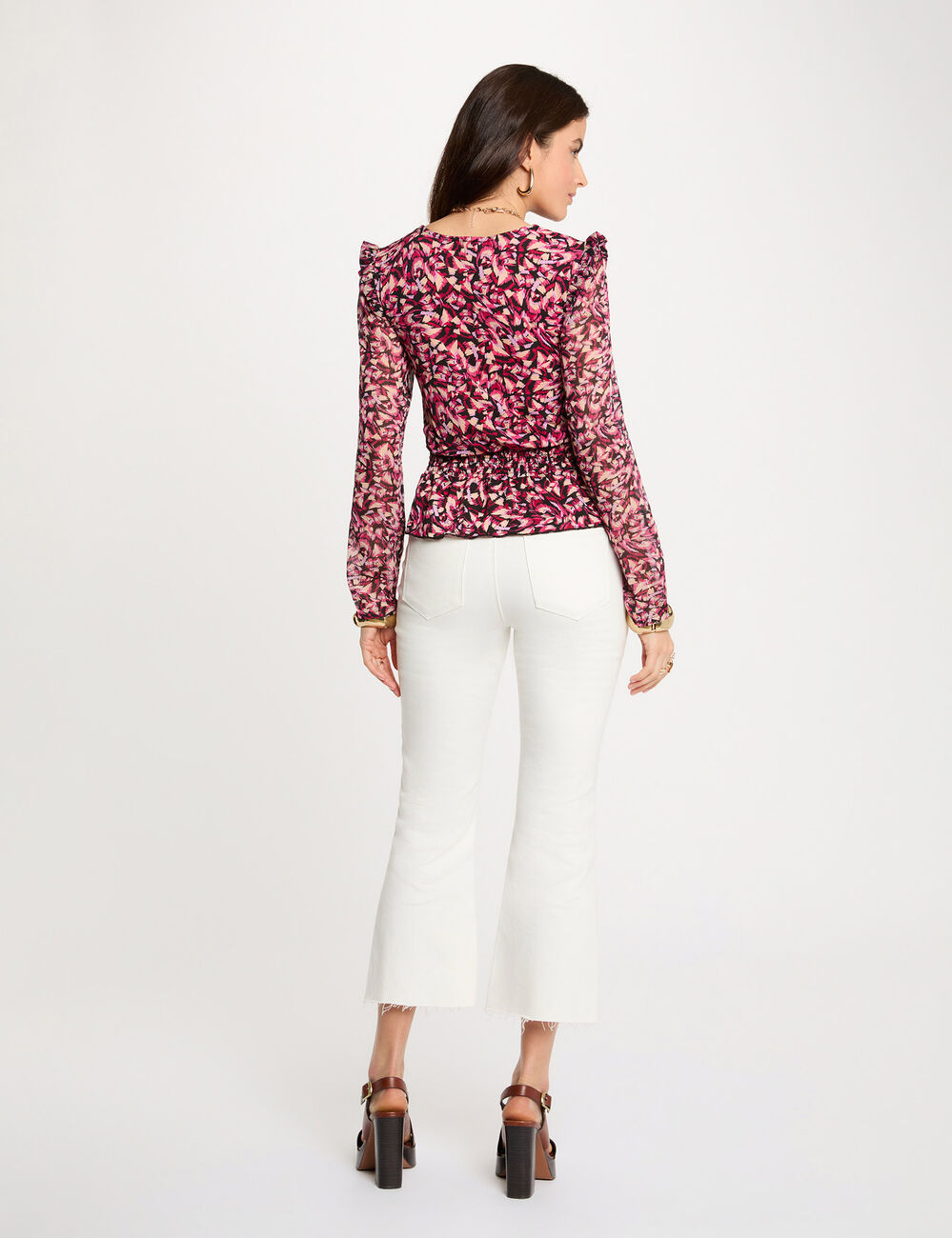 Camiseta ajustada cuello v multicolor mujer