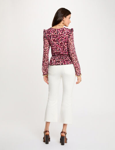 Camiseta ajustada cuello v multicolor mujer