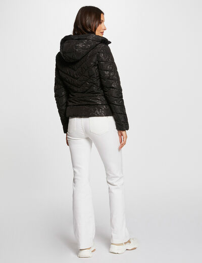 Plumón estampado monogram negro mujer