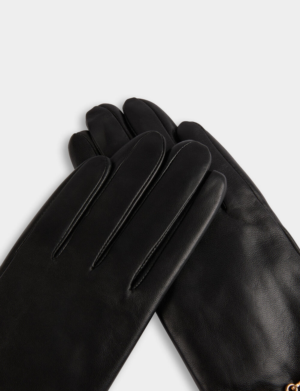Guantes de imitaci&oacute;n cuero negro mujer