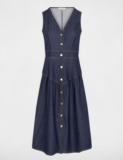 Vestido ajustado efecto vaquero denim crudo mujer