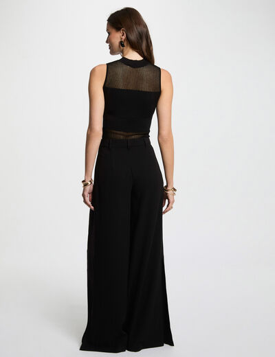 Pantalón pernera ancha holgado negro mujer
